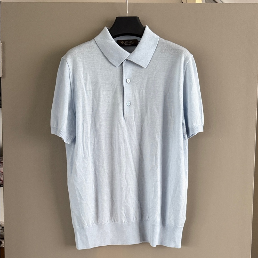 Loro Piana Sky Blue Polo Shirt Merino Woolm